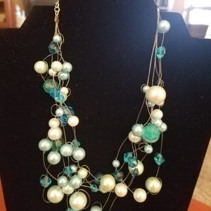 Blue Beaded Necklace and Bracelet NICE